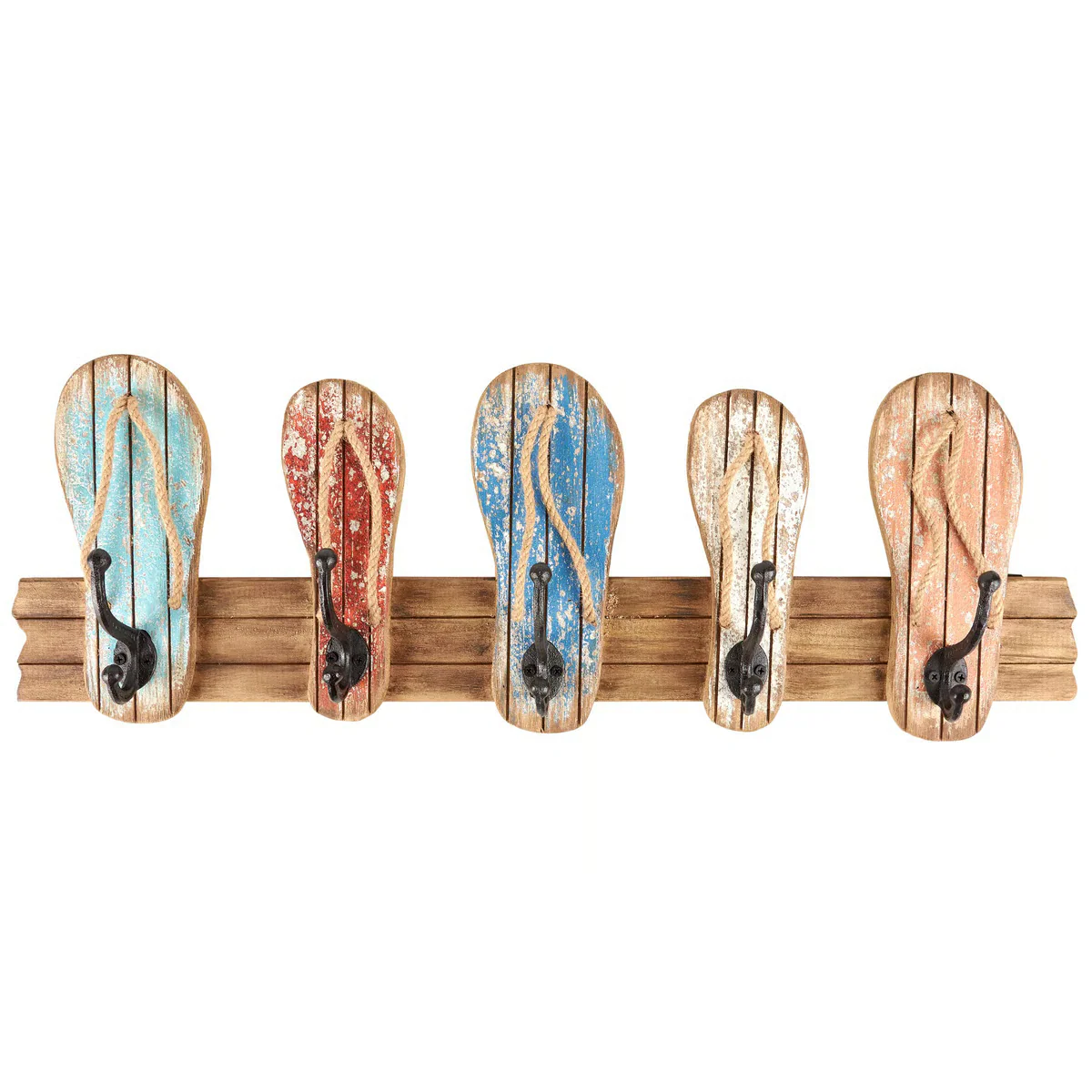 Rustic Flip Flops Five Hook Board