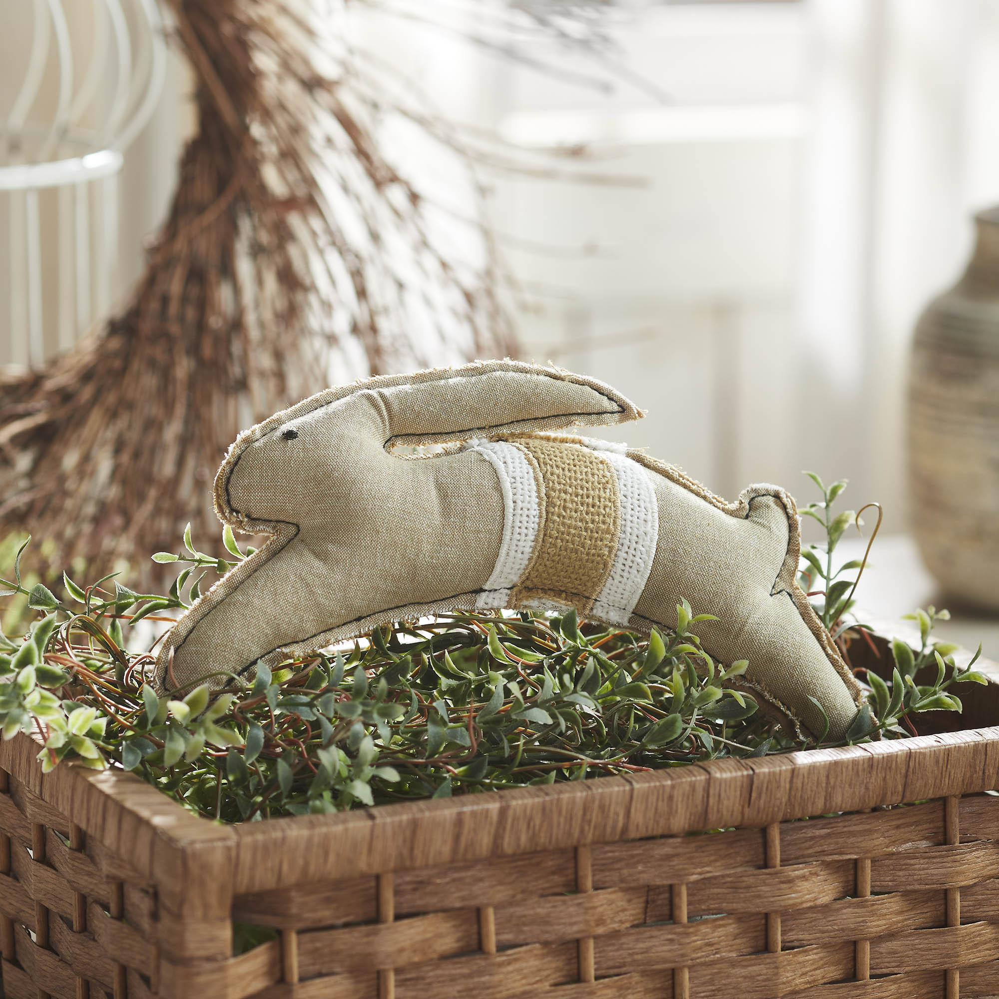 Rustic Leaping Bunny Small Decorative Pillow
