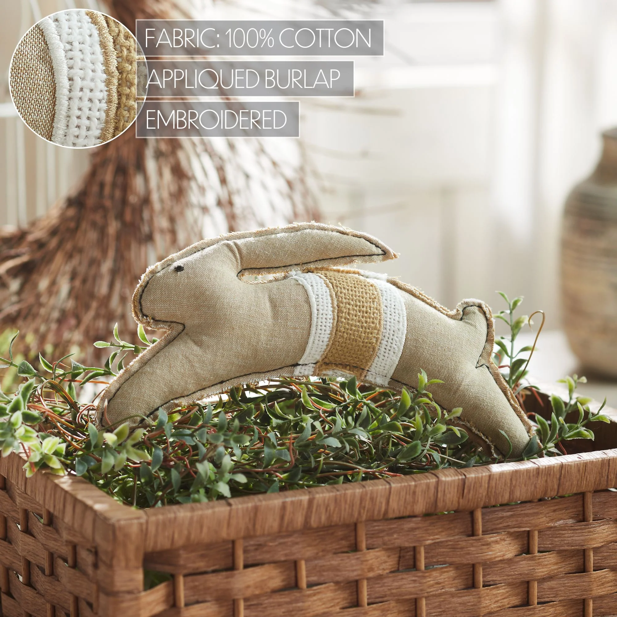 Rustic Leaping Bunny Small Decorative Pillow - Image 5