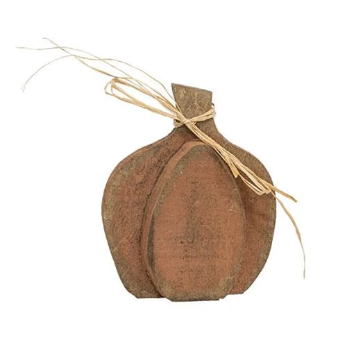 Rustic Orange Layered Small Wood Pumpkin Sitter 6.5" H - Image 2