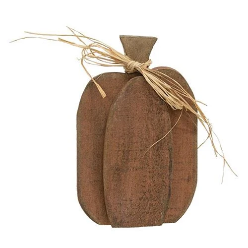 Rustic Orange Layered Wood Pumpkin Sitter 10" H - Image 2