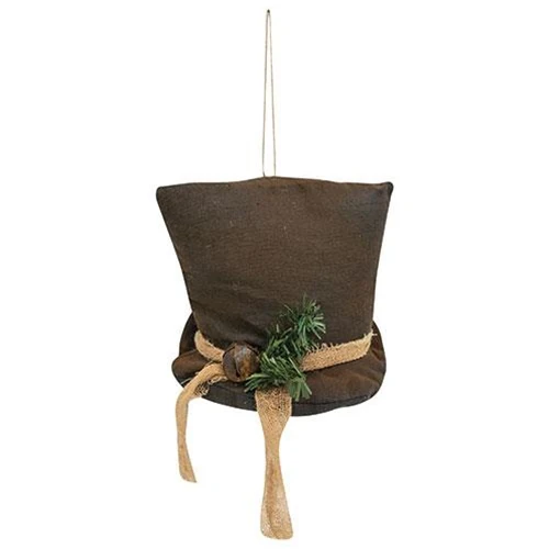 Rustic Snowman Top Hat Fabric Ornament