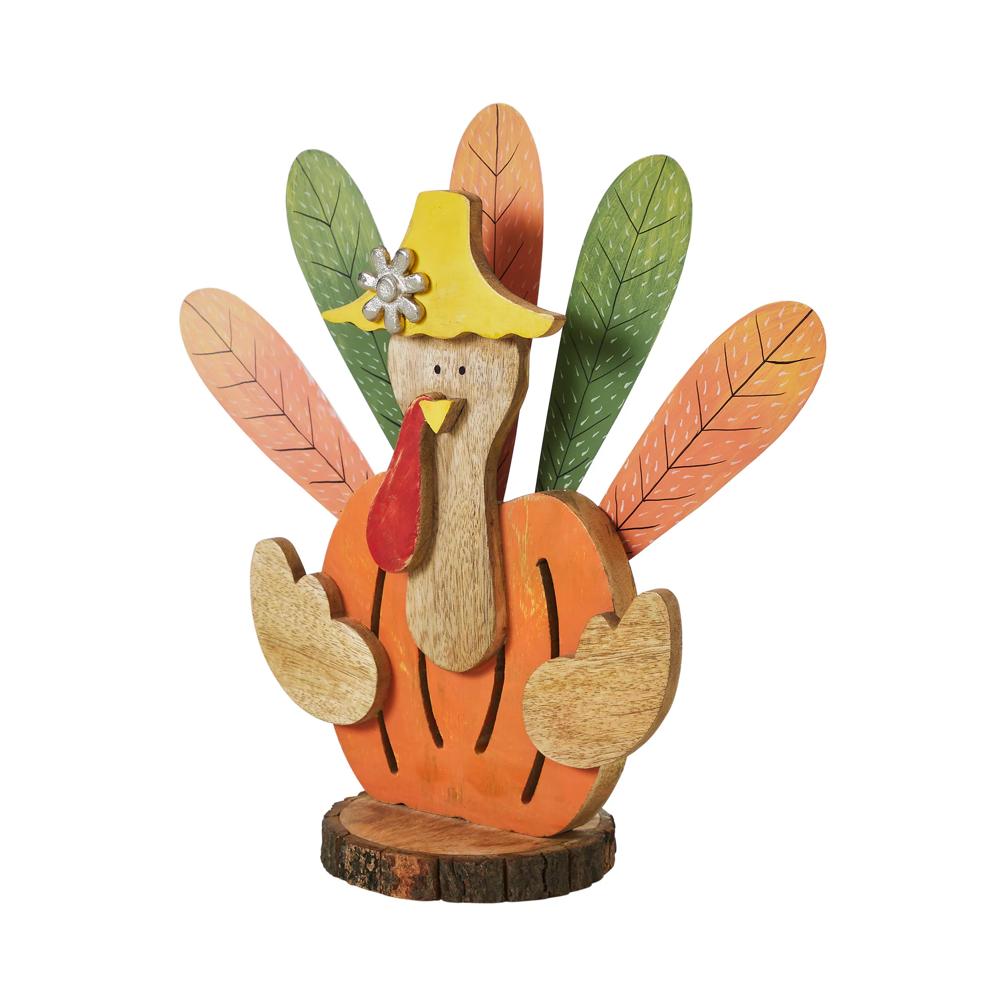 Rustic Turkey Wooden Thanksgiving Figure - Image 3