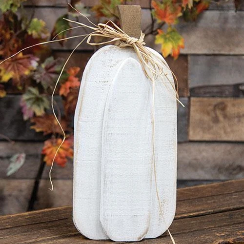 Rustic White Layered Wood Pumpkin Sitter 15.75" H - Image 2
