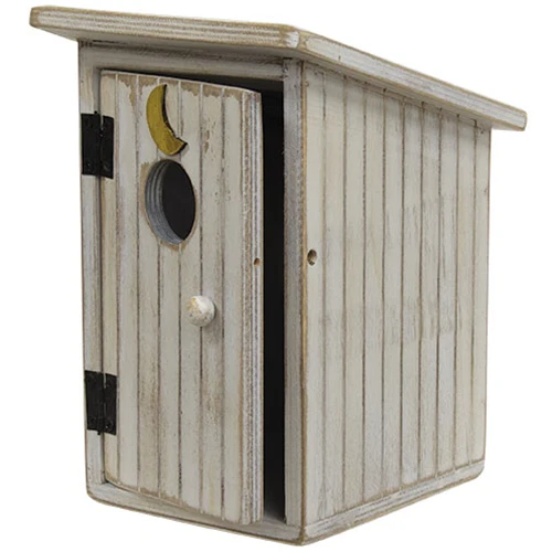 Rustic White Outhouse Wooden Sitter Box 7.75" H - Image 2