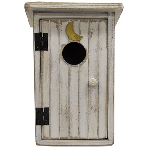 Rustic White Outhouse Wooden Sitter Box 7.75" H - Image 3