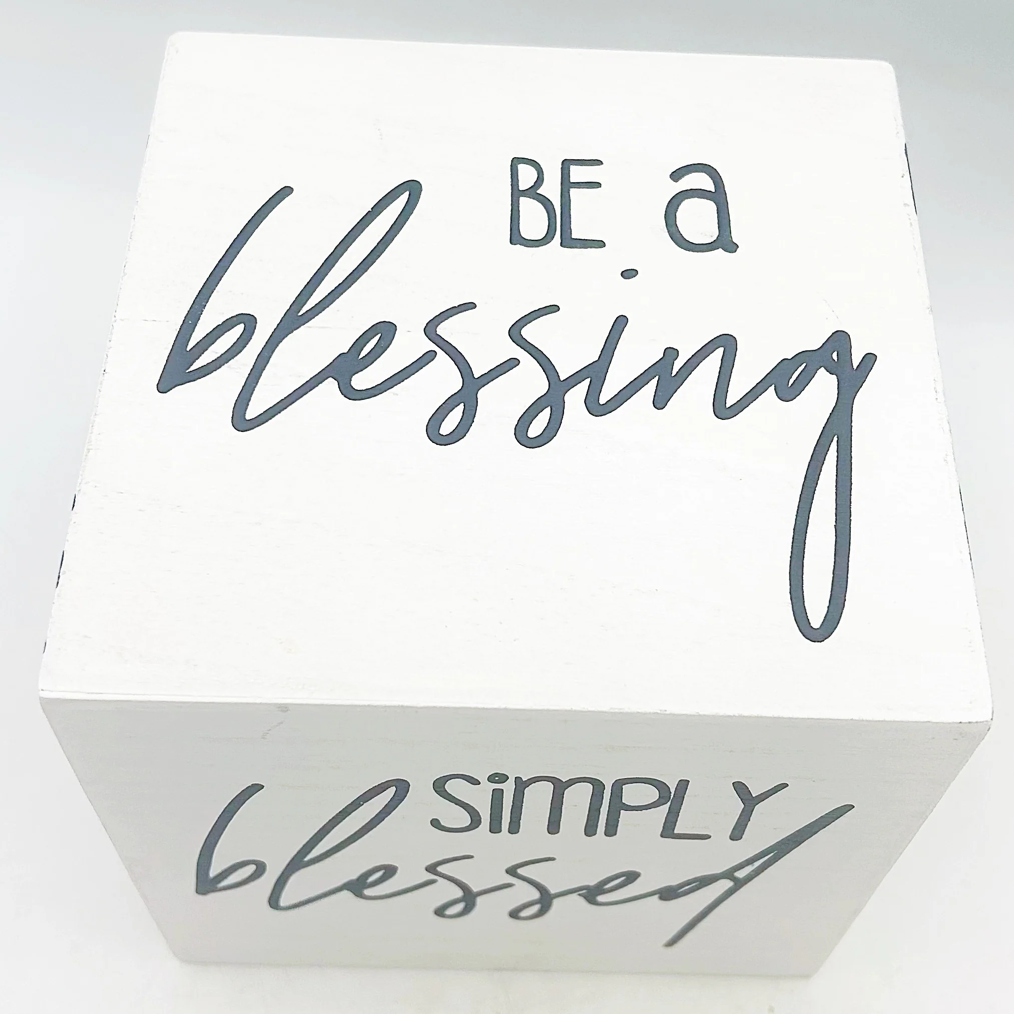 ๐ Rustic White Simply Blessed Messages Cube 5" - Image 10