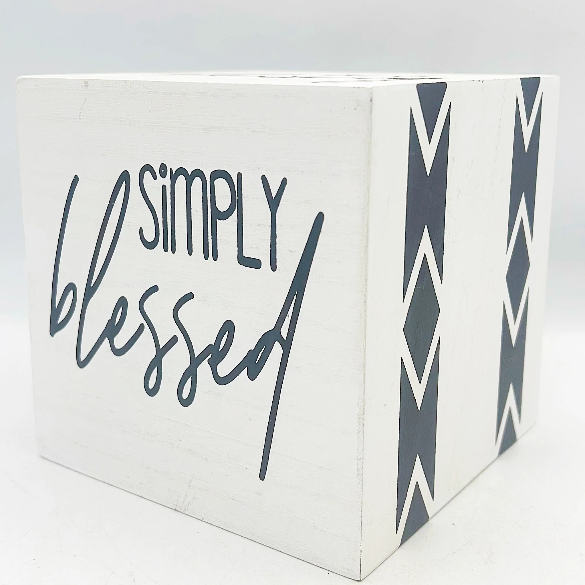 ๐ Rustic White Simply Blessed Messages Cube 5" - Image 2