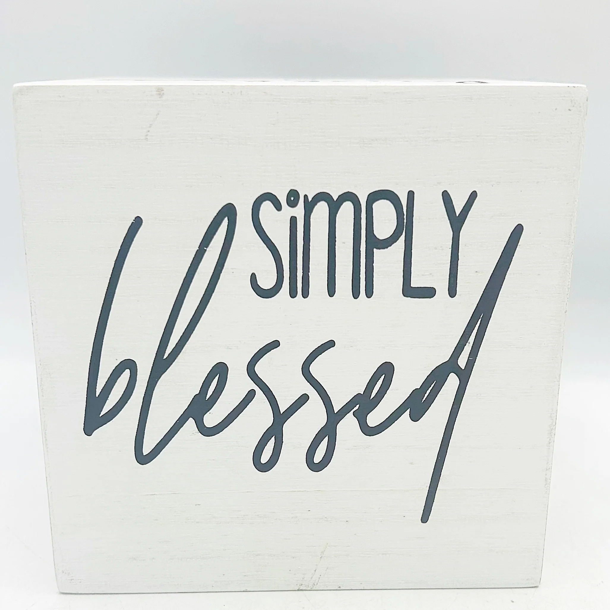 ๐ Rustic White Simply Blessed Messages Cube 5" - Image 3