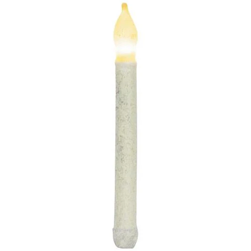 Rustic White Timer Taper LED 9" high