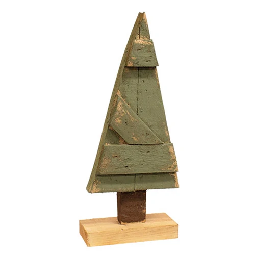 Rustic Wood Light Green Barn Door Christmas Tree 14.5" H