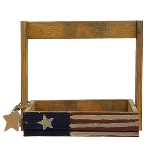 Rustic Wood Mini Primitive Flag Tote with Star Tag - Image 2