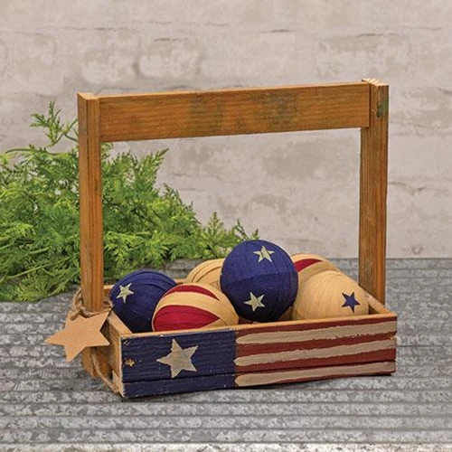 Rustic Wood Mini Primitive Flag Tote with Star Tag - Image 3
