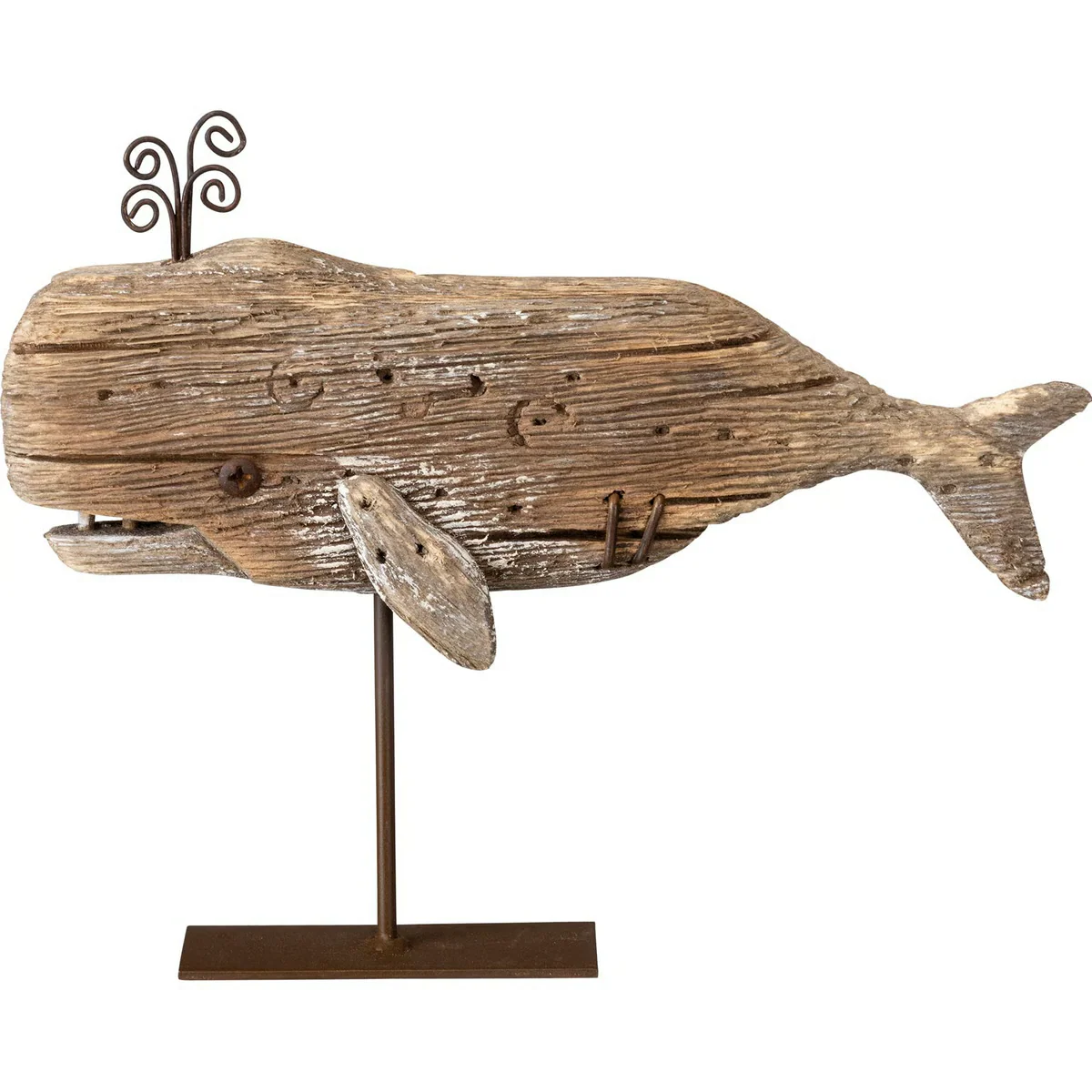 Rustic Wooden Whale on Stand 6.5" H - Image 2