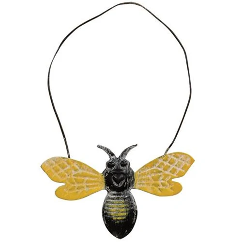 ๐ Rustic Yellow and Black Bee Metal Ornament