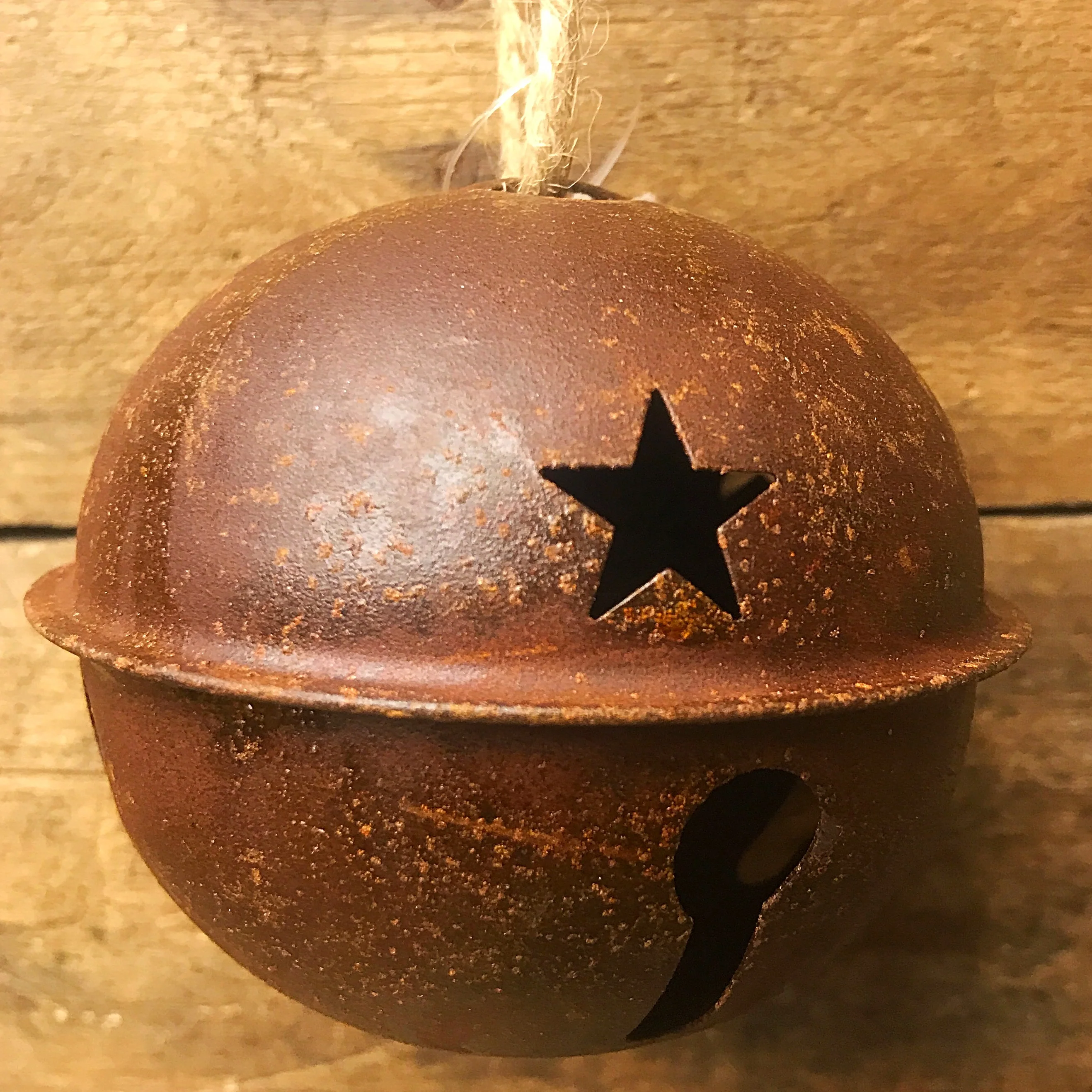 Rusty 3" Jingle Bell with Star Cutouts - Image 3