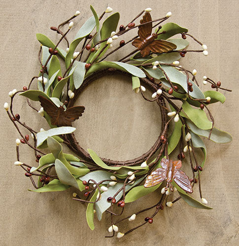 Rusty Butterfly & Herb Foliage Faux 6.5" Ring