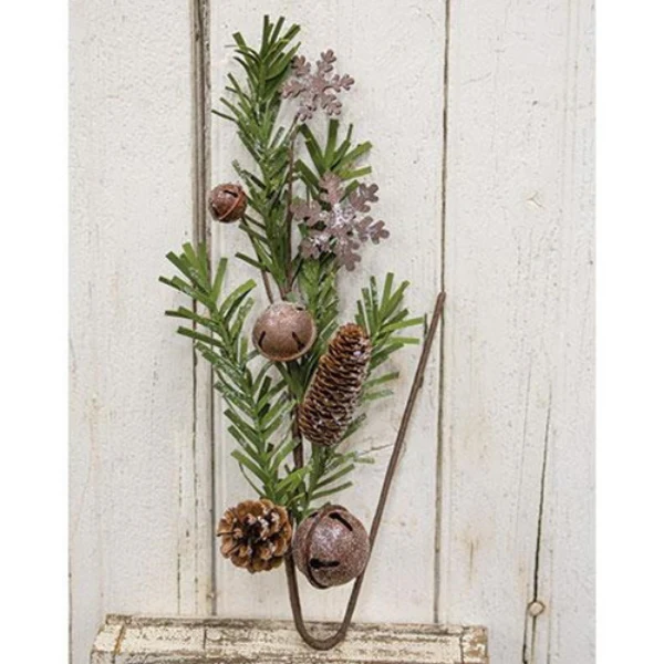 ๐ Rusty Glitter Bell & Snowflake Pine 24 in Faux Spray