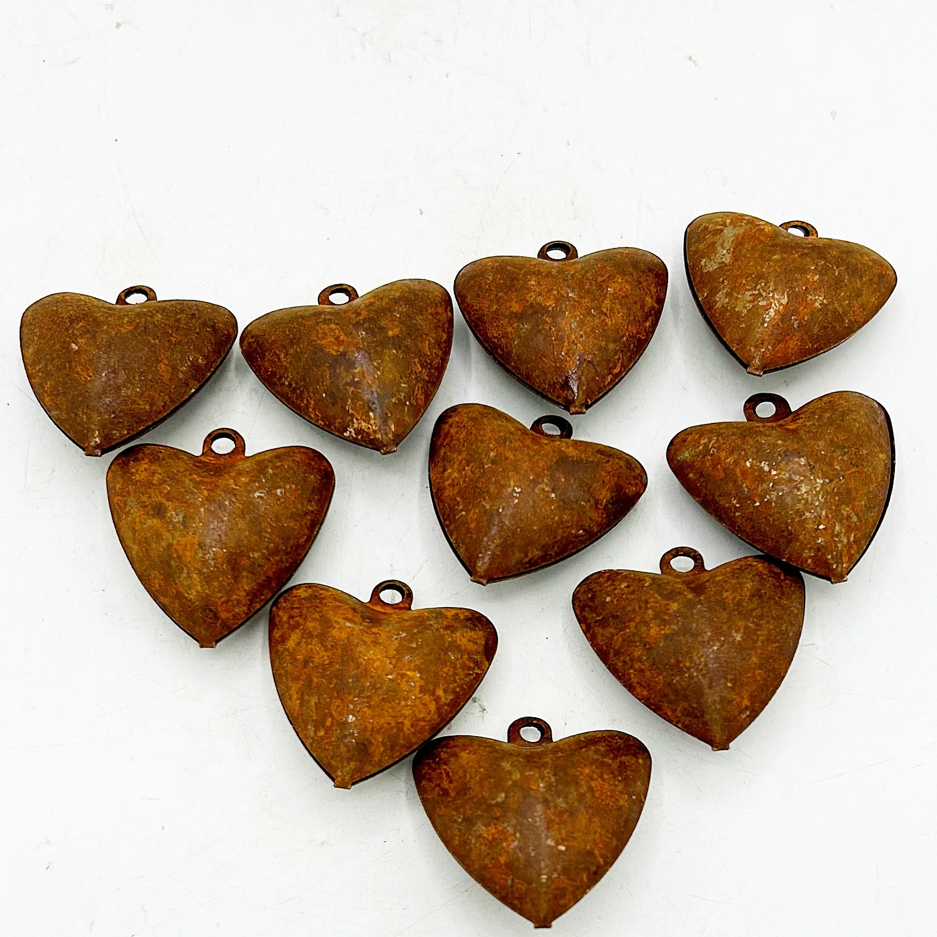 Rusty Puffy Hearts 1.25" Craft Supplies and Fillers Lot of 10