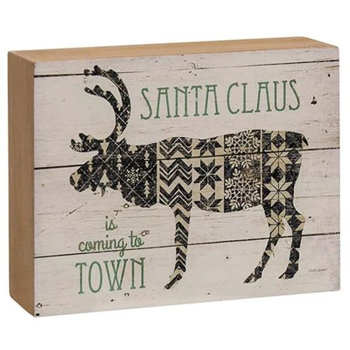 Santa Claus Is Coming To Town Nordic Reindeer Box Sign - Image 2