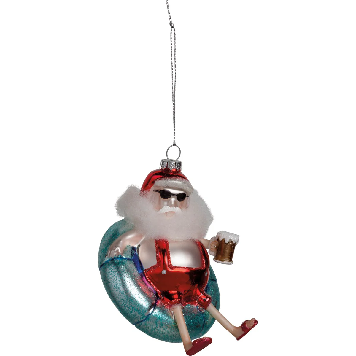 ๐ Santa Floaty Relaxing Glass Ornament