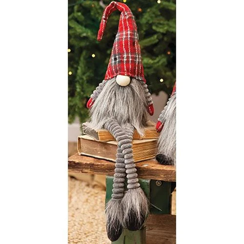 Santa Gnome in Plaid Hat with Dangle Legs - Image 2
