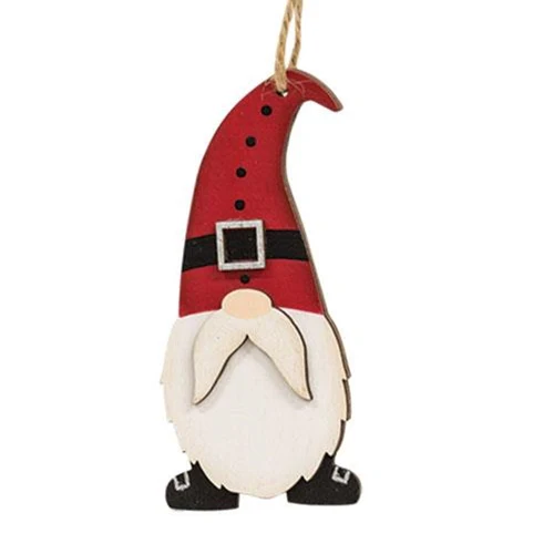 Santa Gnome Wooden Ornament - Image 2