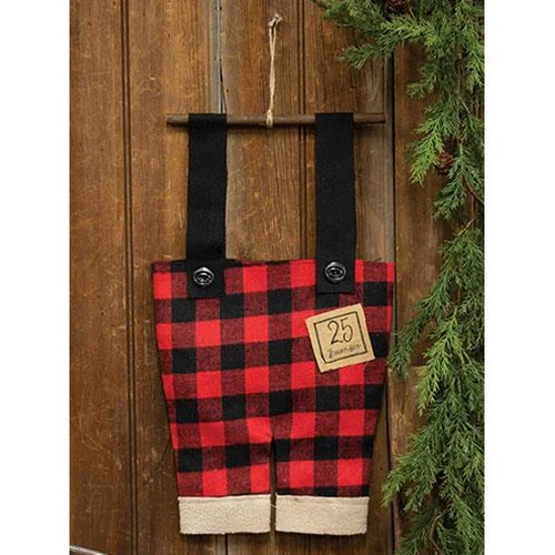 Santa's Buffalo Check Suspenders Hanger Ornament