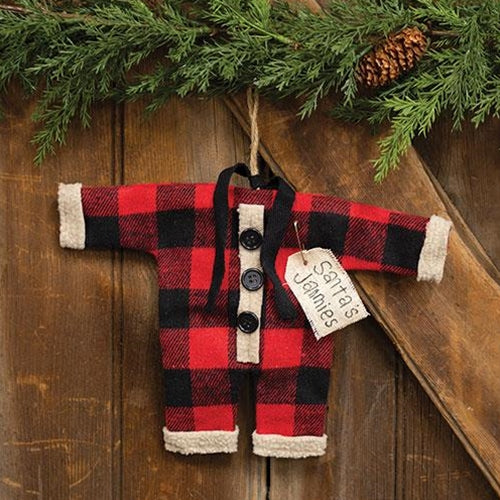 Santa's Jammies Buffalo Check Small Hanger Ornament - Image 2