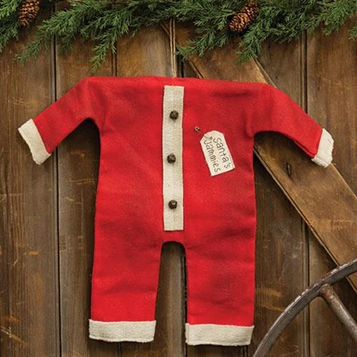 ๐ Santa's Red Jammies on Hanger Ornament