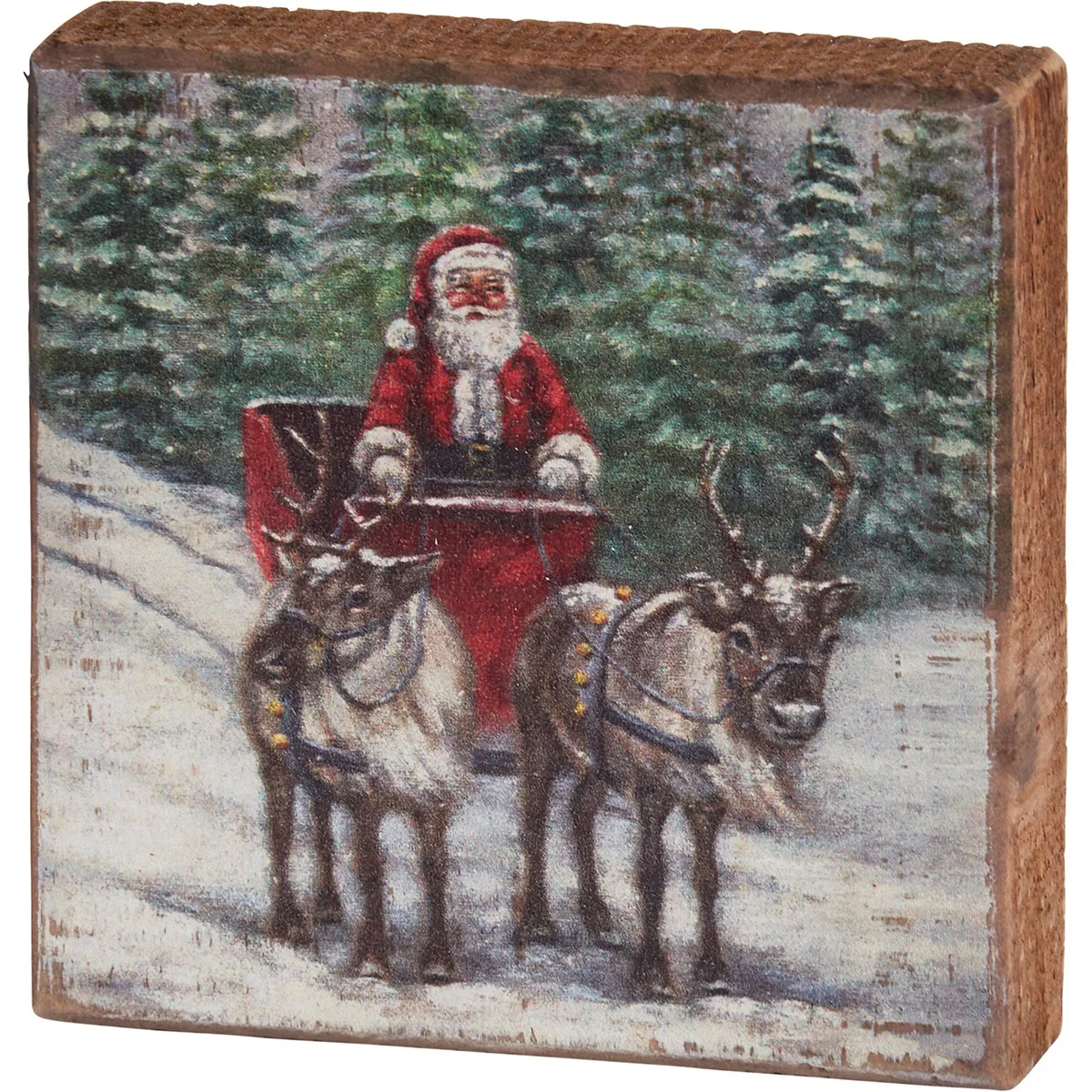 ๐ Santa's Sleigh 4" Small Christmas Block Sign