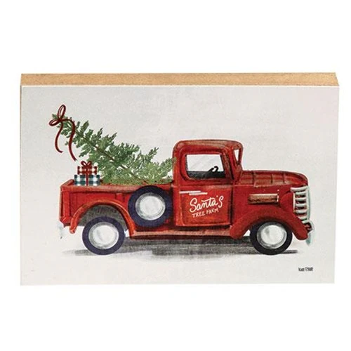 Santa's Tree Farm Red Truck Block