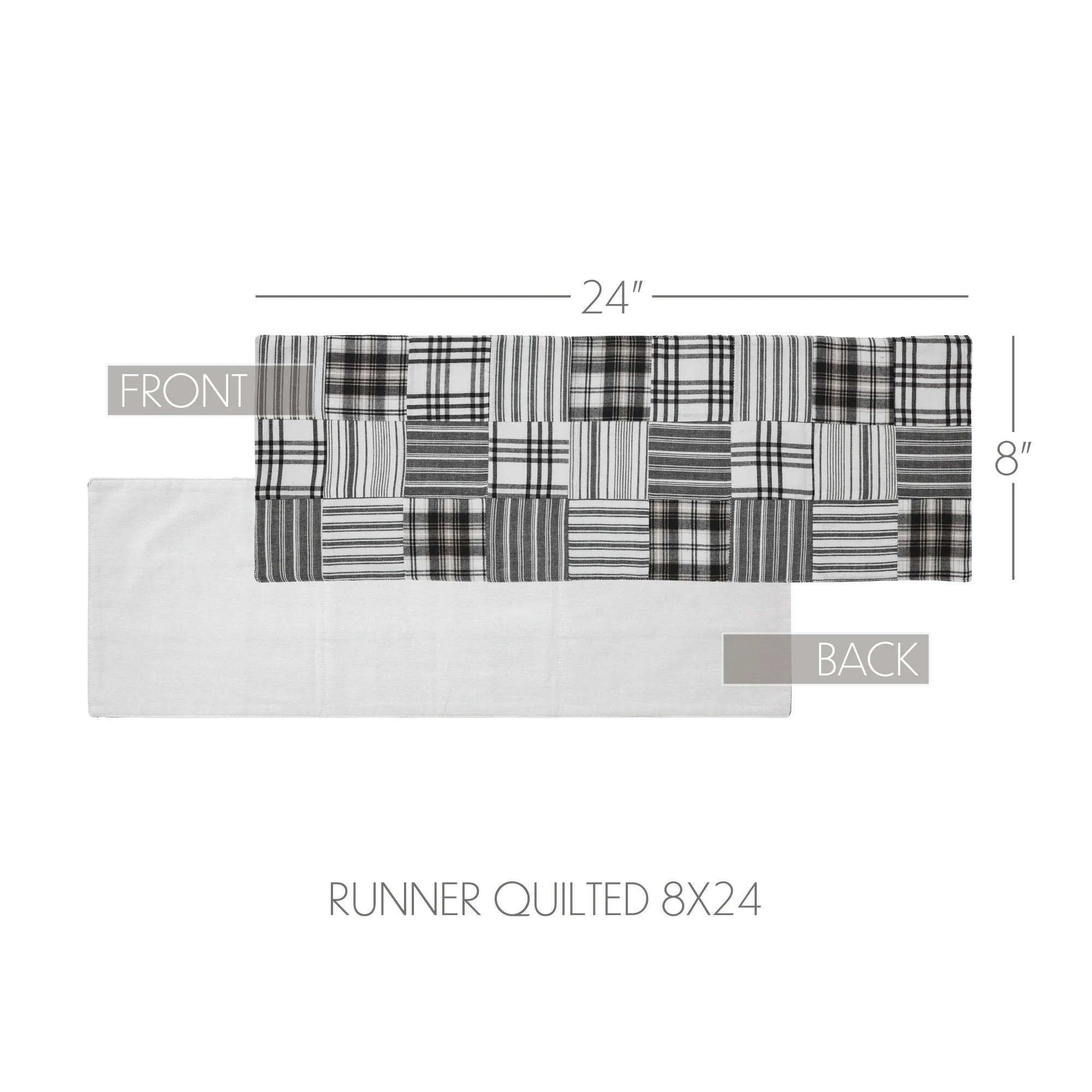 Sawyer Mill Black 24" Quilted Table Runner - Image 5
