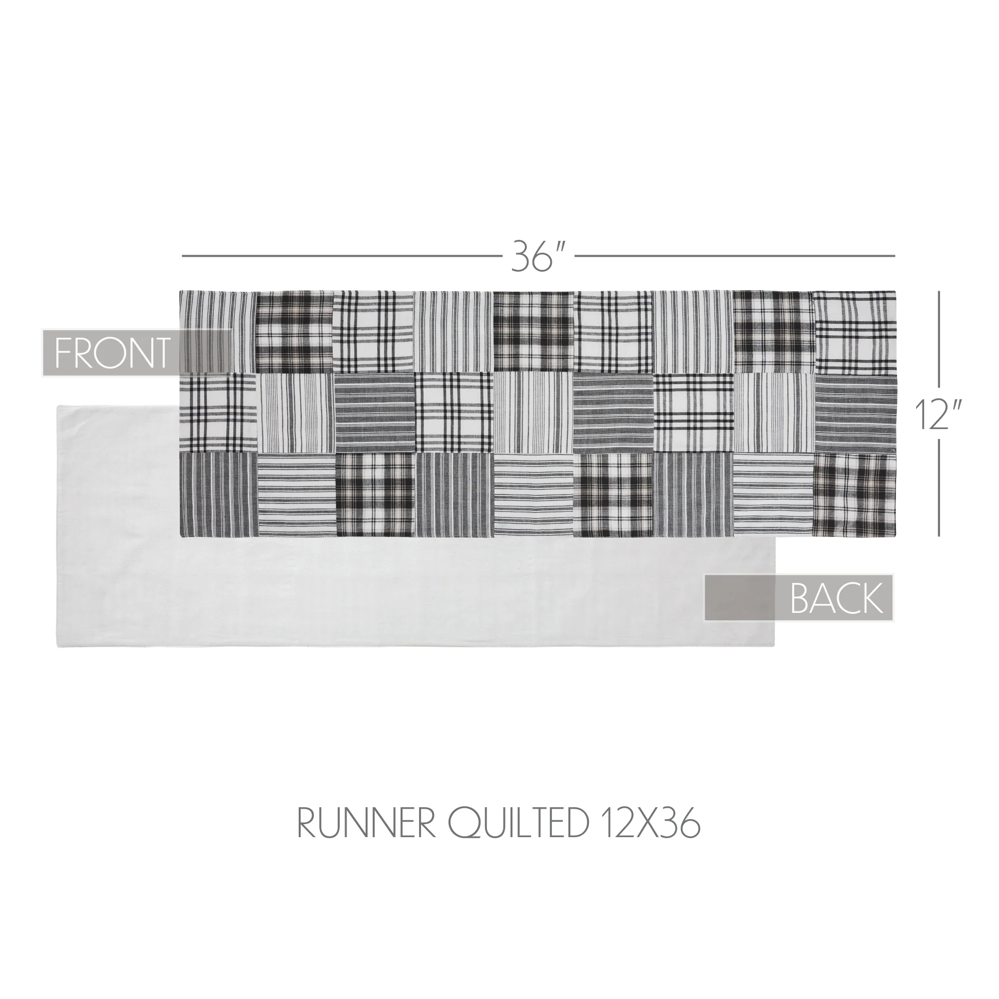 Sawyer Mill Black and White 36" Quilted Table Runner - Image 4