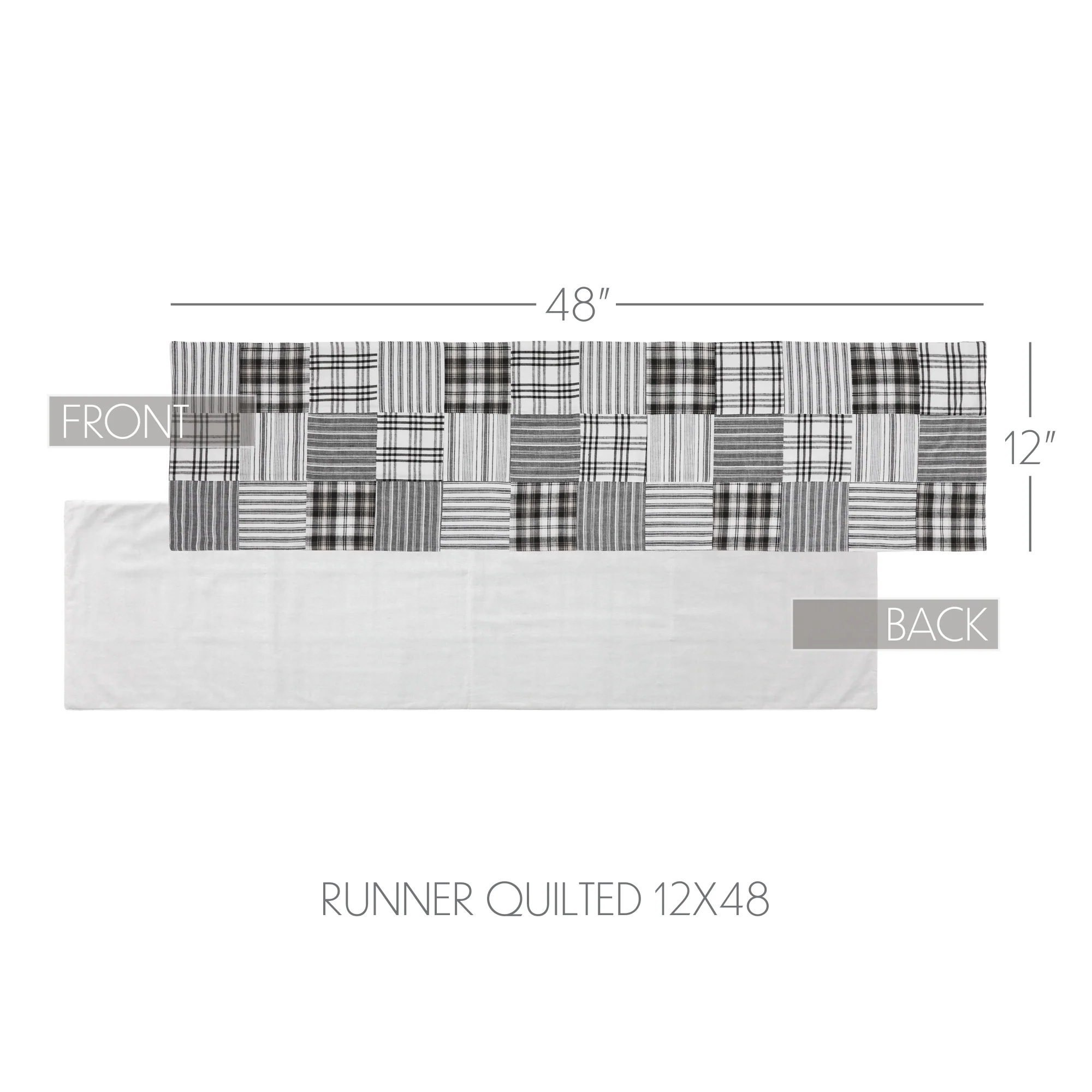 Sawyer Mill Black and White 48" Quilted Table Runner - Image 5