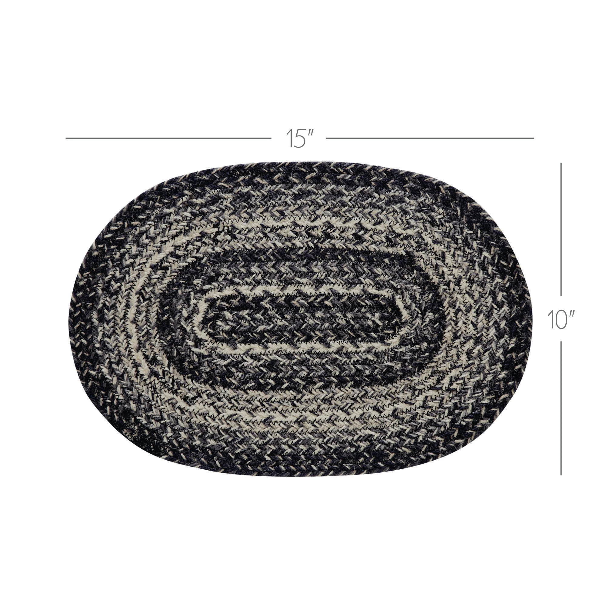 Sawyer Mill Black White 15" Jute Oval Placemat - Image 3