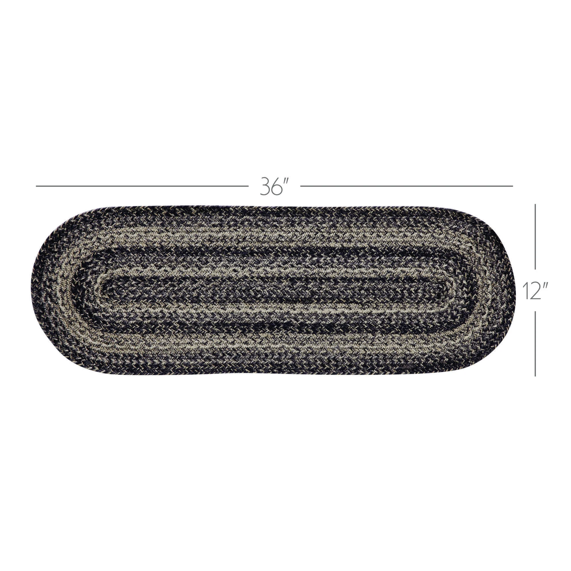 Sawyer Mill Black White 36" Jute Oval Table Runner - Image 2