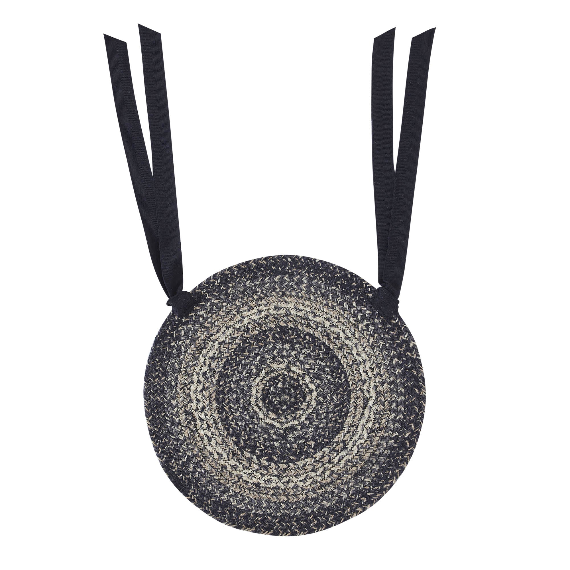 💙 Sawyer Mill Black White Jute Chair Pad 15" Diameter