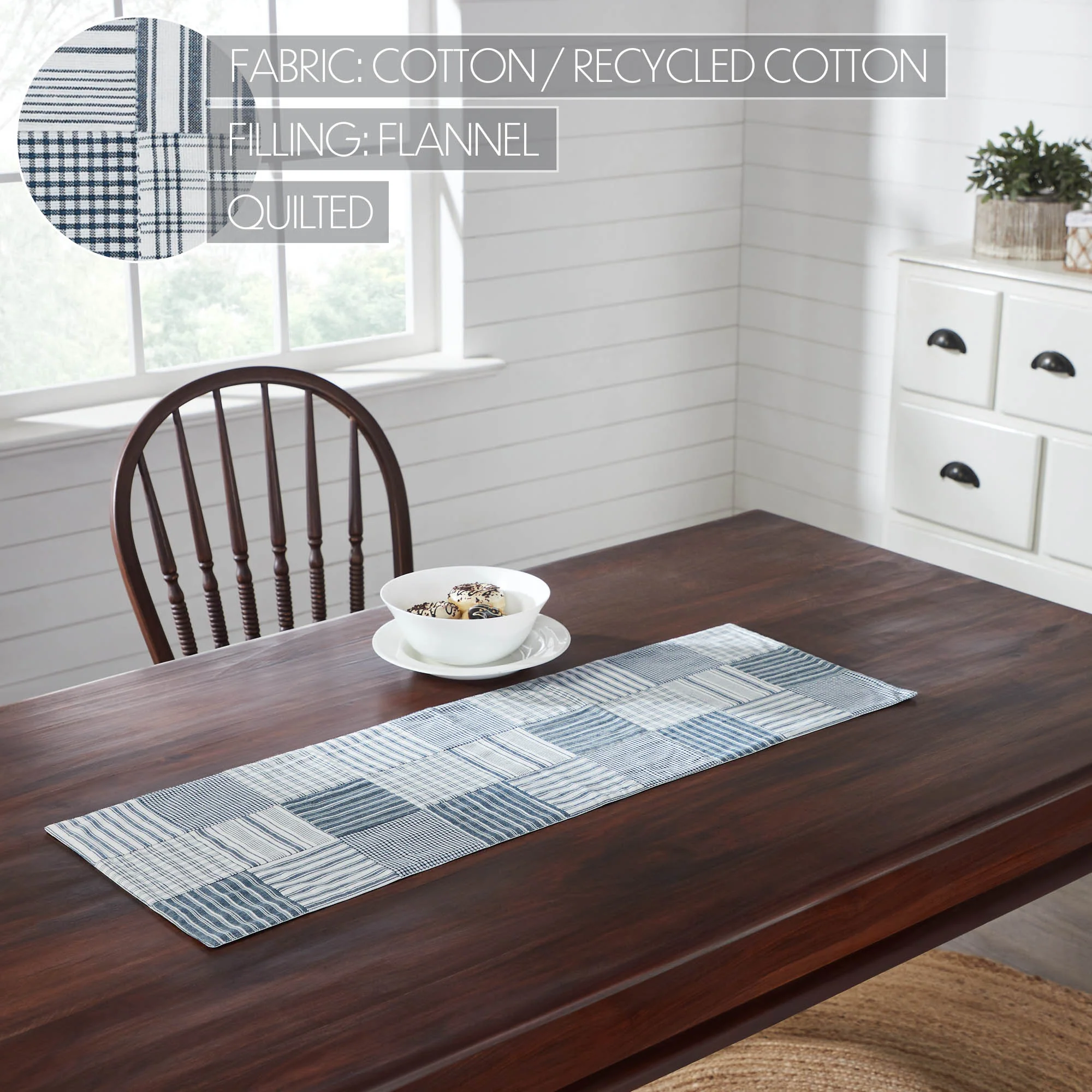 Sawyer Mill Blue 36" Quilted Table Runner - Image 3