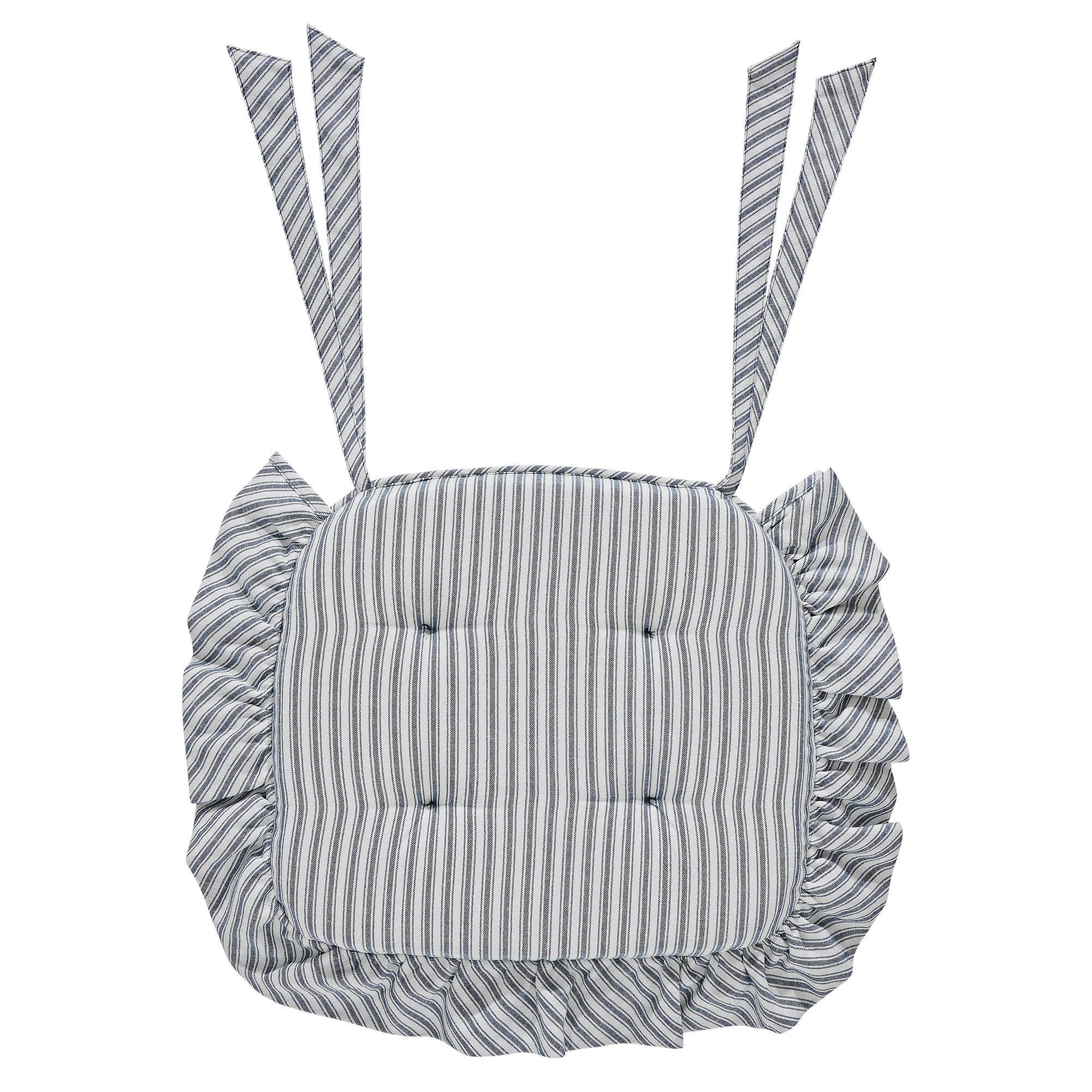 Sawyer Mill Blue Ticking Stripe Ruffled Chair Pad - Image 2