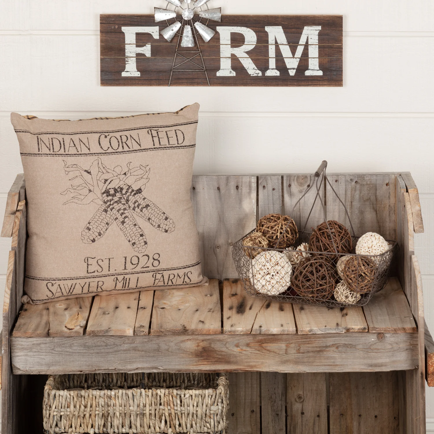 Sawyer Mill Charcoal Corn Feed 18" Accent Pillow - Image 2