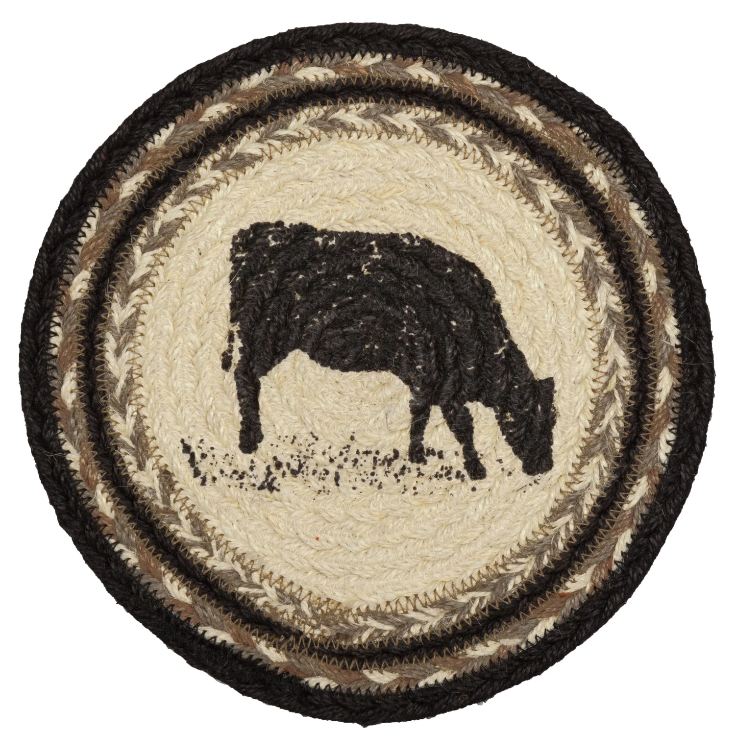 Sawyer Mill Charcoal Cow Jute 8" Trivet - Image 3