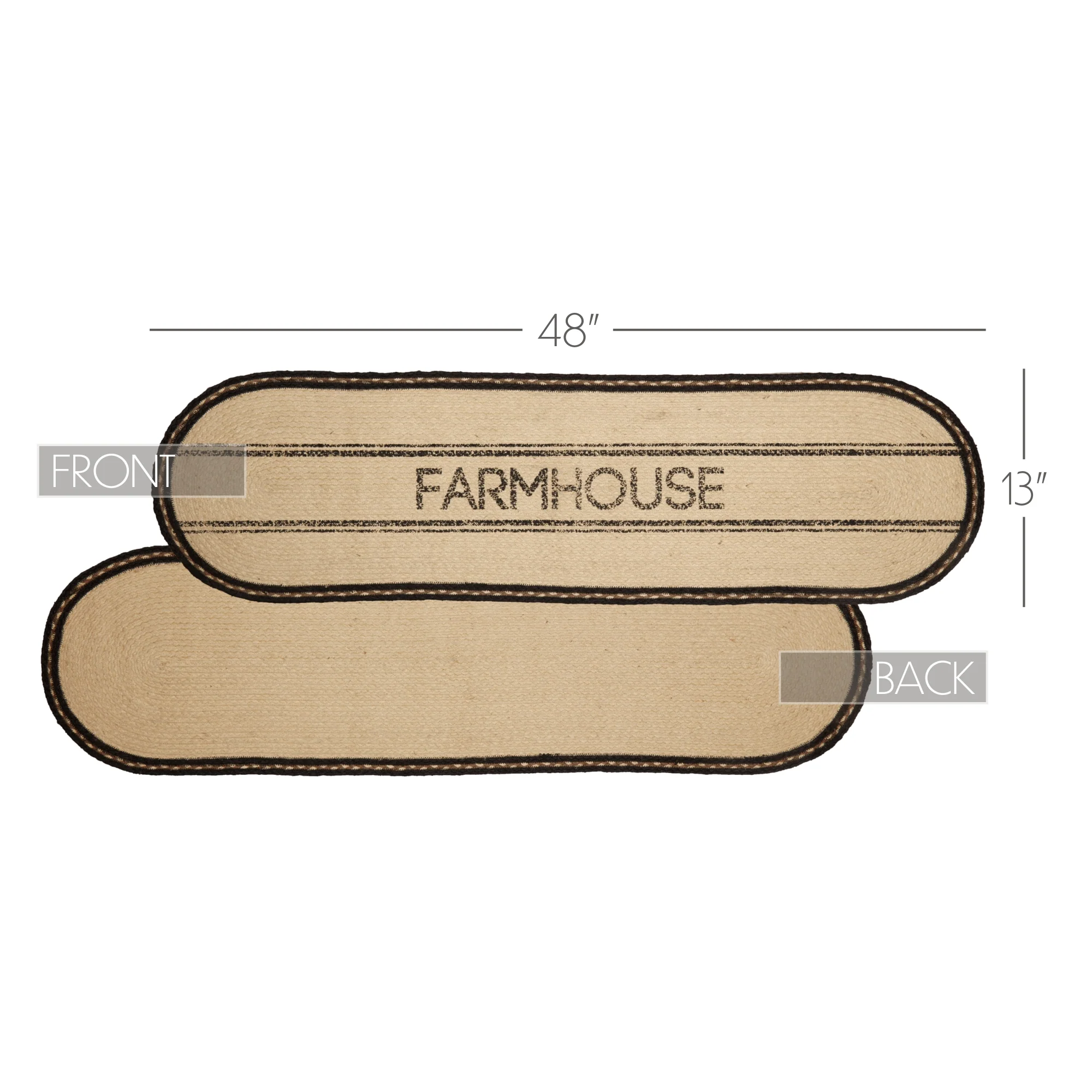 Sawyer Mill Charcoal Creme Farmhouse Jute Table Runner 13" x 48" - Image 6