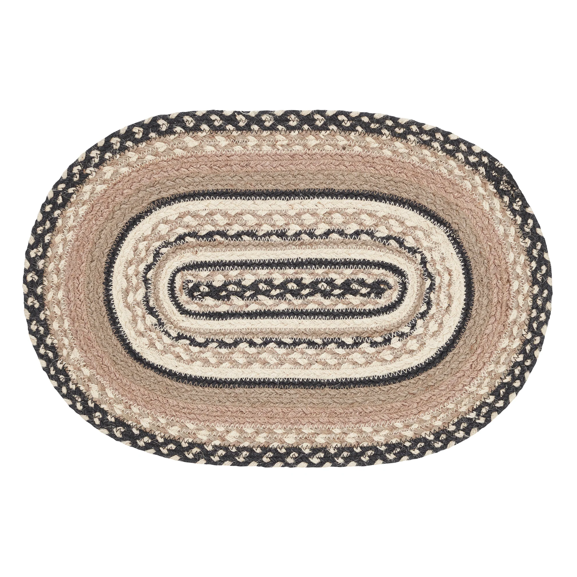 Sawyer Mill Charcoal Creme Jute Oval Placemat - Image 2