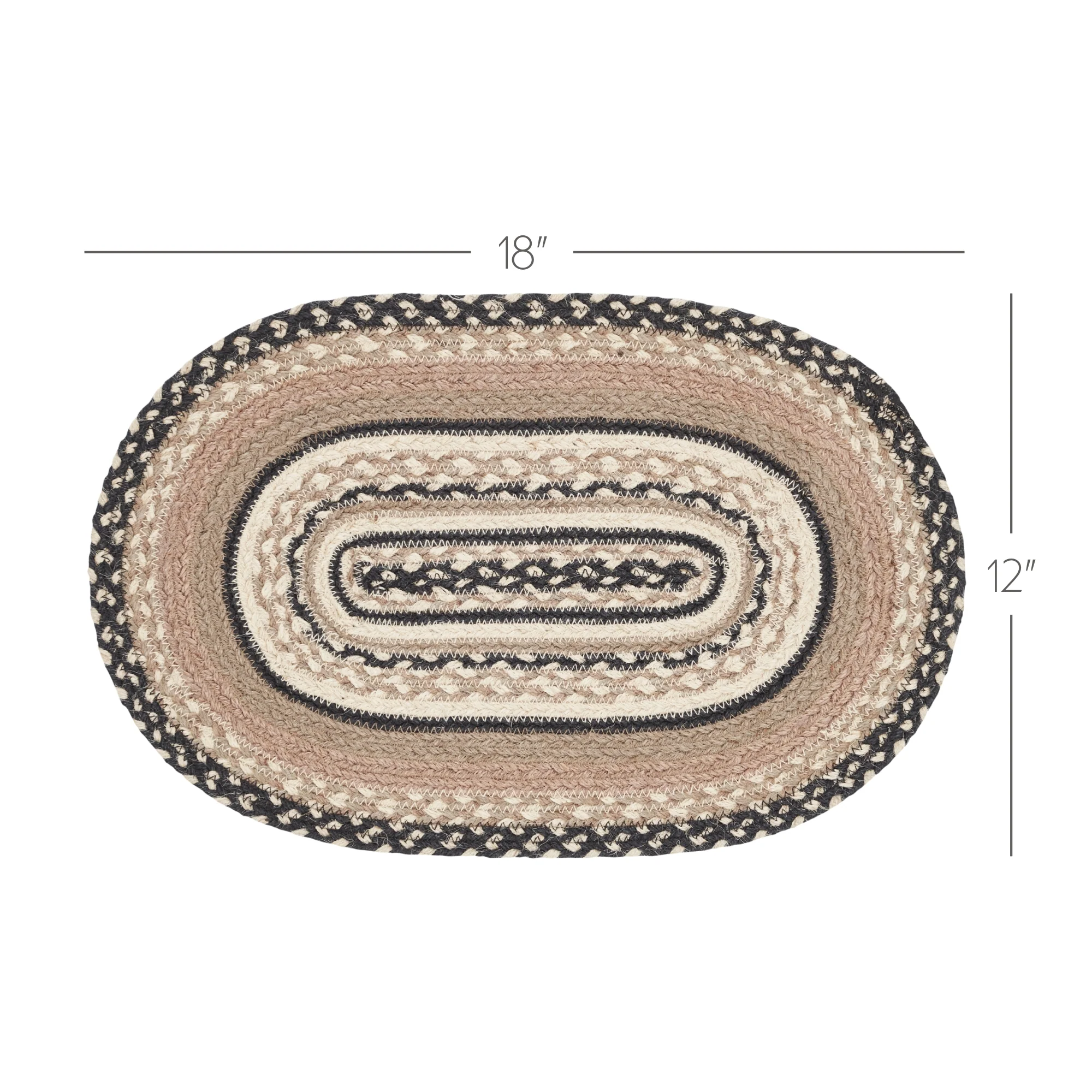 Sawyer Mill Charcoal Creme Jute Oval Placemat - Image 5