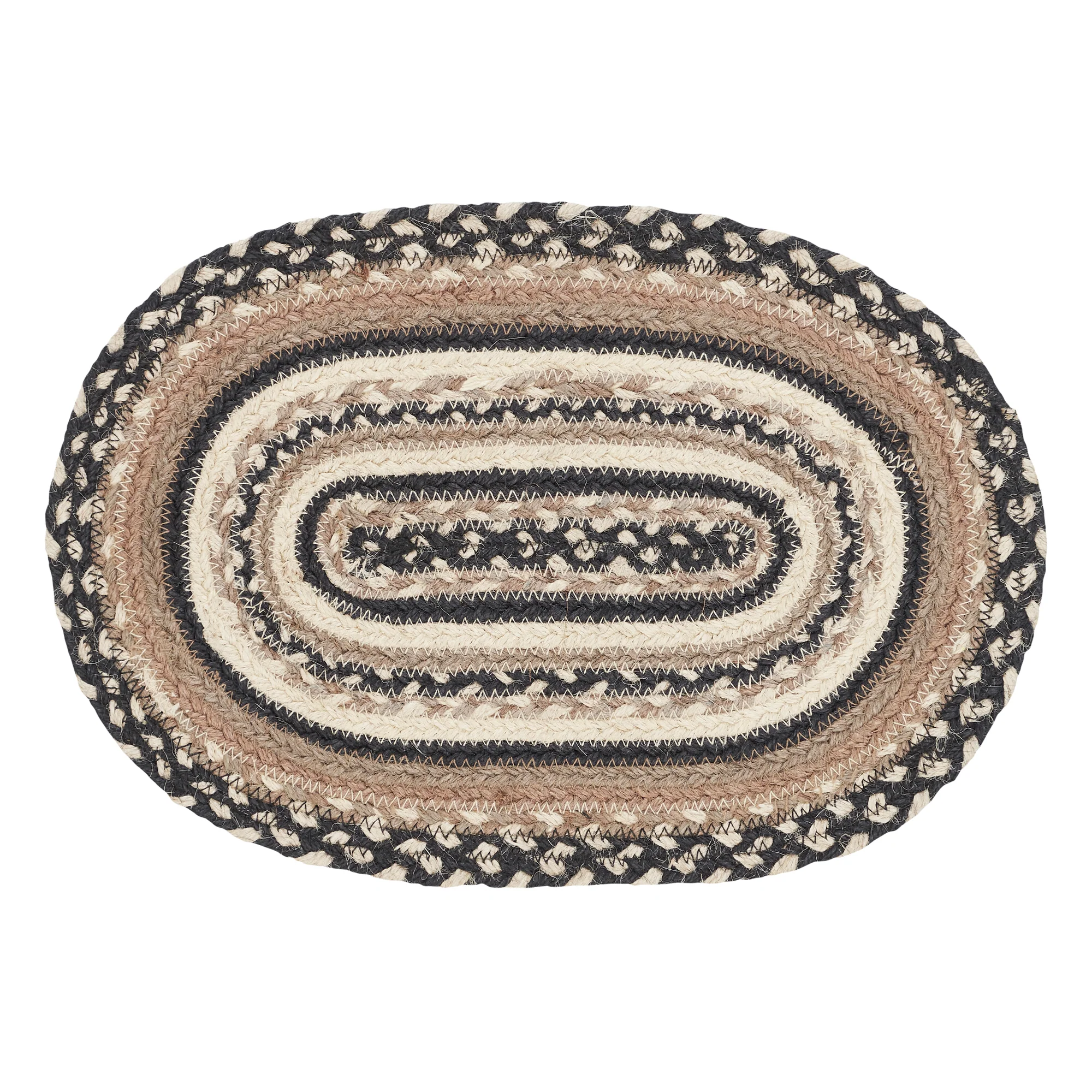 Sawyer Mill Charcoal Creme Jute Oval Placemat - Image 2