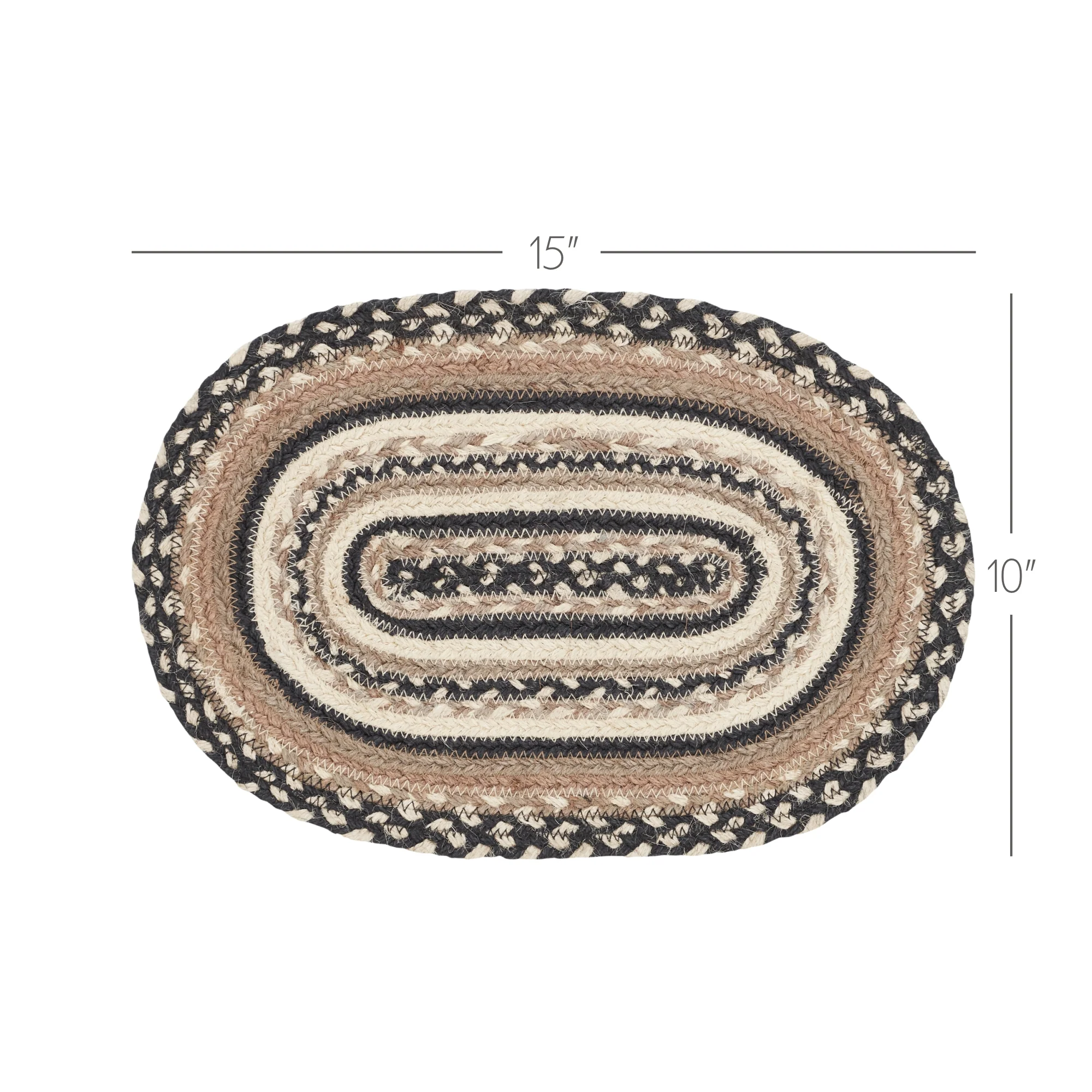 Sawyer Mill Charcoal Creme Jute Oval Placemat - Image 4