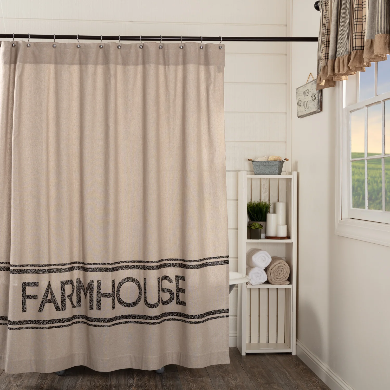 Sawyer Mill Charcoal Farmhouse Shower Curtain 72'' x 72''