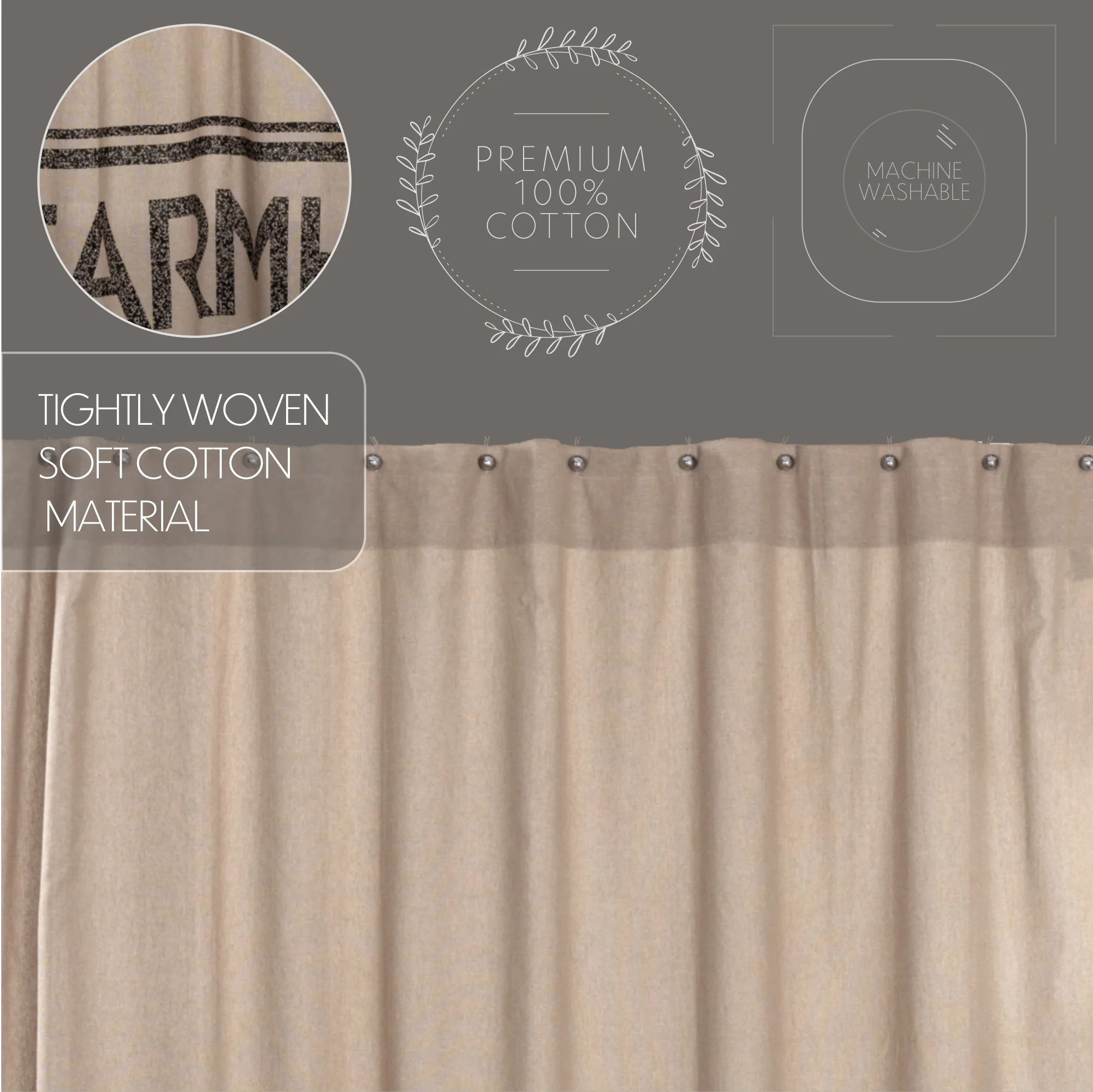 Sawyer Mill Charcoal Farmhouse Shower Curtain 72'' x 72'' - Image 5