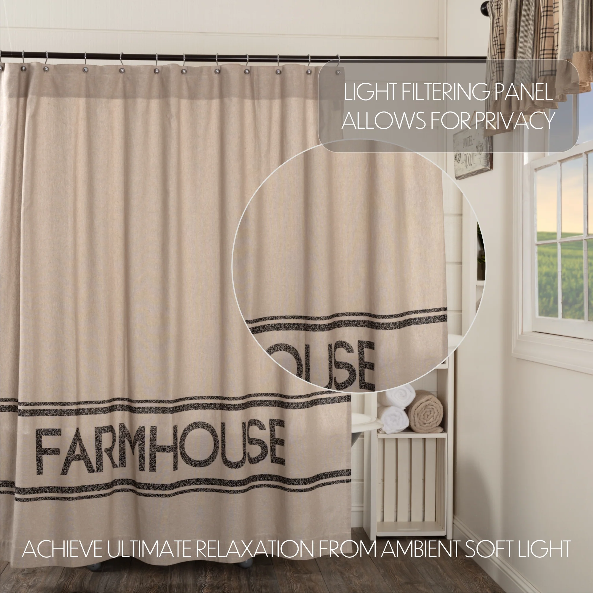 Sawyer Mill Charcoal Farmhouse Shower Curtain 72'' x 72'' - Image 6
